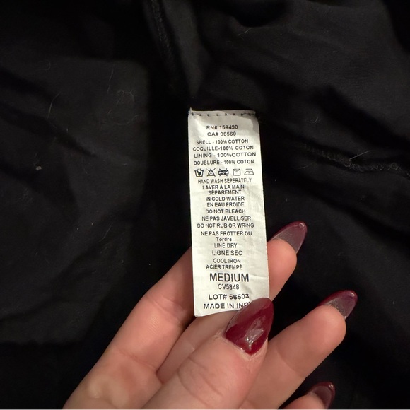 Elan Black Ruffle Dress Size Medium Cotton Tie Waist - Picture 6 of 6